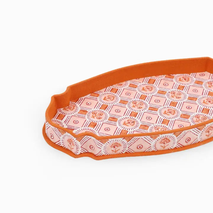 Craftboat Block Printed Victorian Desk Tray 'Orange Spring Bloom'