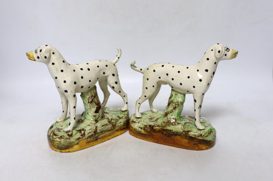 A Pair of Staffordshire Ceramic Dalmatians, circa 1850