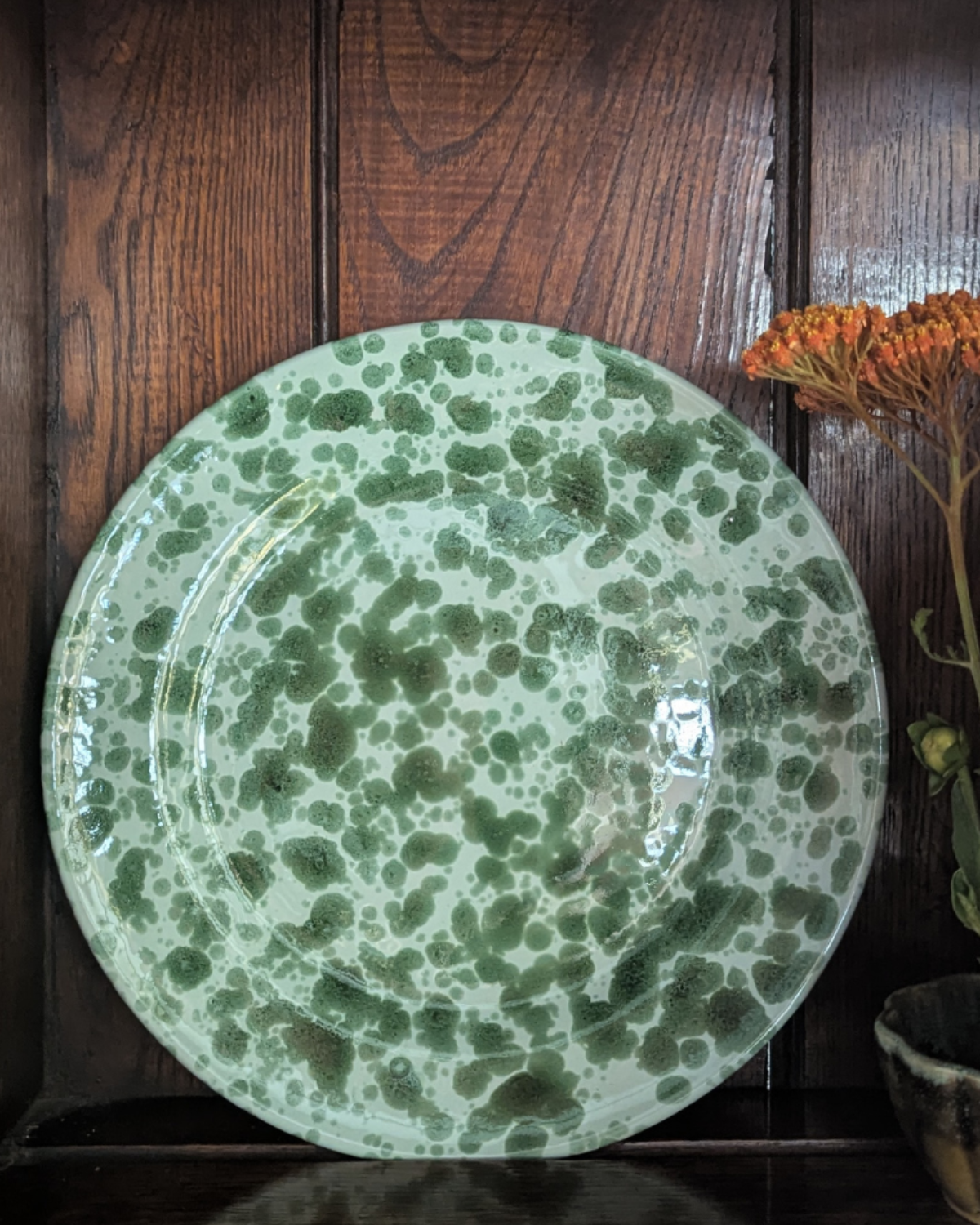 Almanac Splatter Dinner Plate, mint/emerald