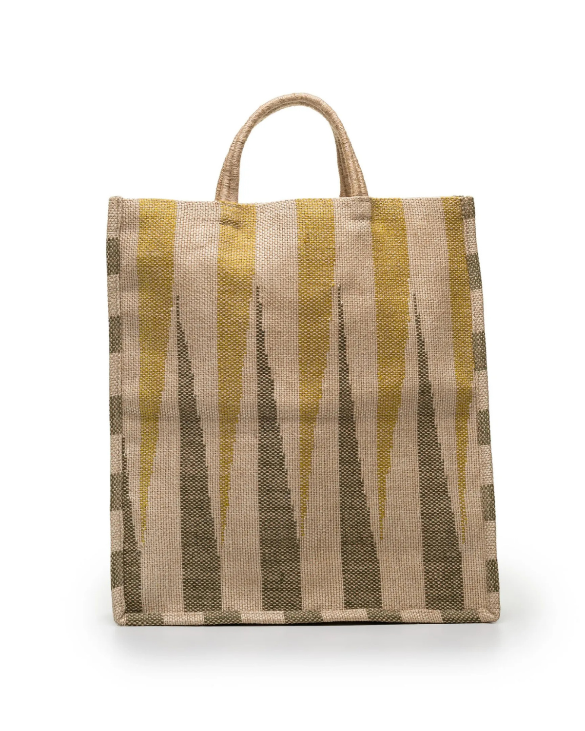 Jute Tote Bag – Ikat pattern yellow / khaki