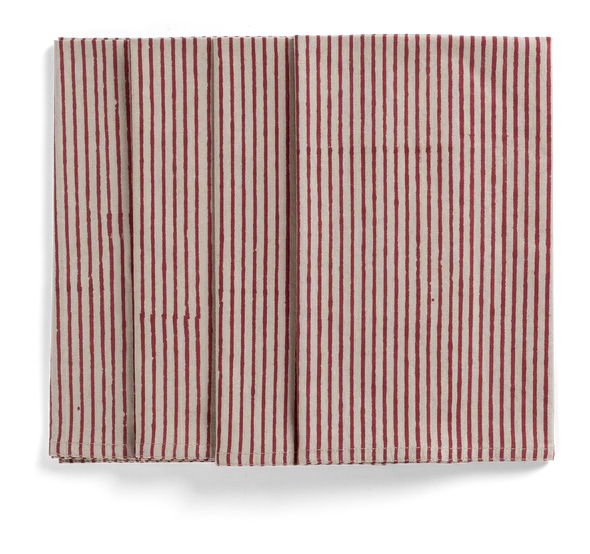 Stripe Napkins in Red on natural base by Chamois