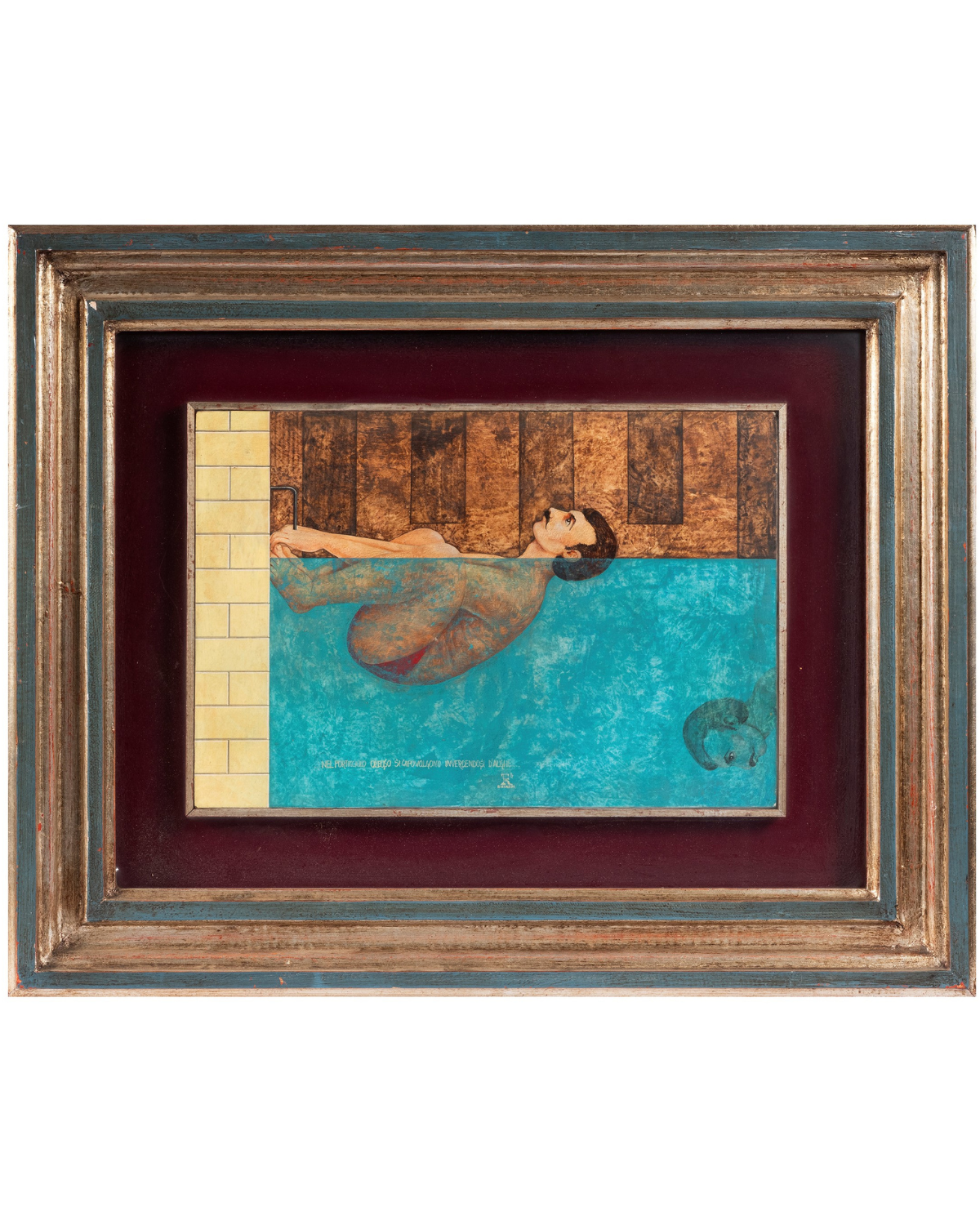 Fabrizio Riccardi, 'Nel Porticciolo Oleoso Si Capovolgono Invertendosi D'Alghe', Oil On Panel