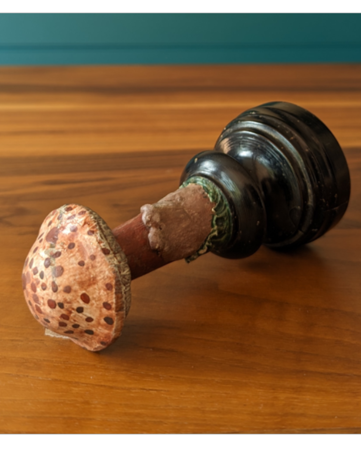 An antique botanical model of a mushroom
