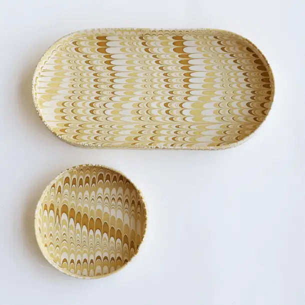 Set di vassoi da scrivania rotondi marmorizzati Craftboat "Marigold Mountain"