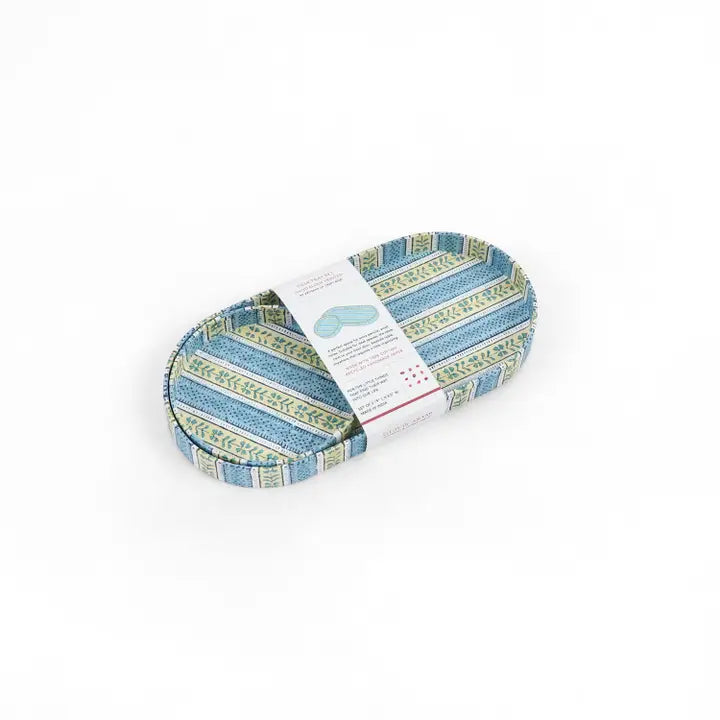 Set di Vassoi da Scrivania con Stampa a Blocchi Craftboat 'Fantasia Floreale a Righe Blu'
