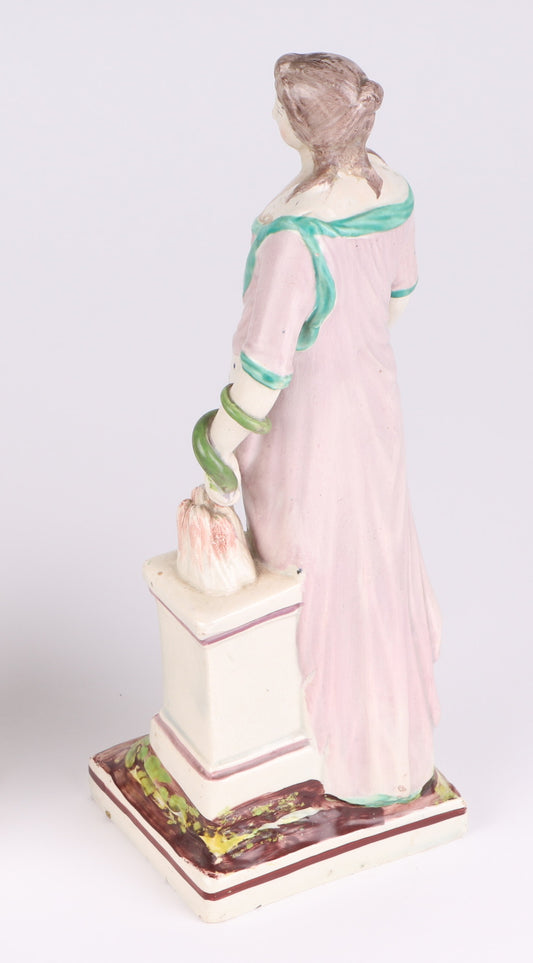 A Neo-Classical Pearlware Ceramic Figurine Of The Goddess Hygeia, circa 1800