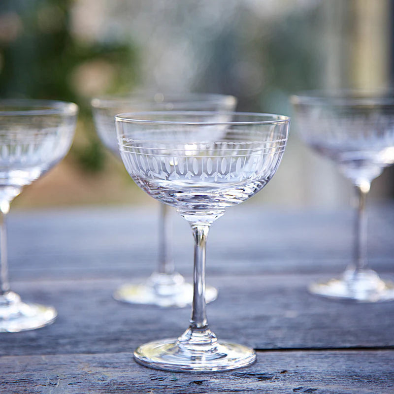 The Vintage List Crystal Champagne Saucers with Ovals Design