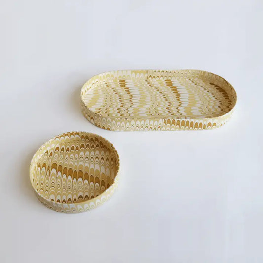 Set di vassoi da scrivania rotondi marmorizzati Craftboat "Marigold Mountain"