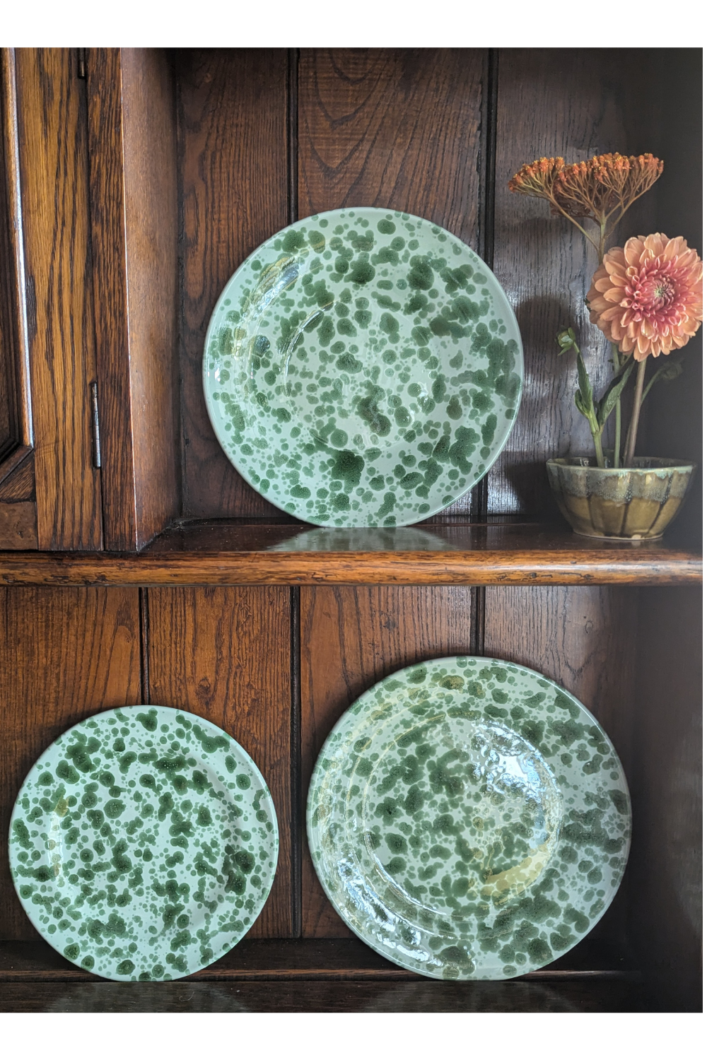 Almanac Splatter Dinnerware set, emerald/mint