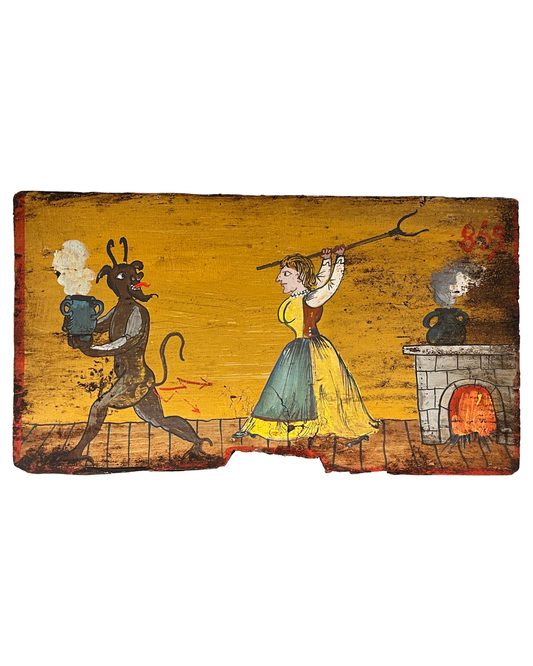 Slovenian Painted Beehive Panel,  late 19th / early 20th Century