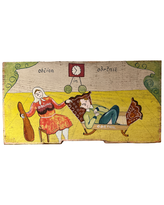 Slovenian Painted Beehive Panel,  late 19th / early 20th Century