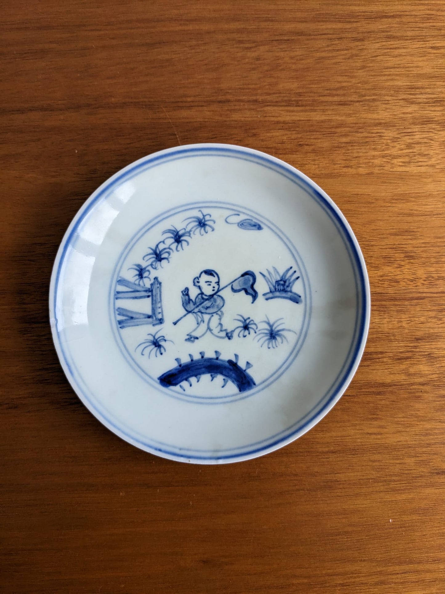 A Chinese blue & white porcelain 'Boy Dish', 19th Century with Ming mark to base