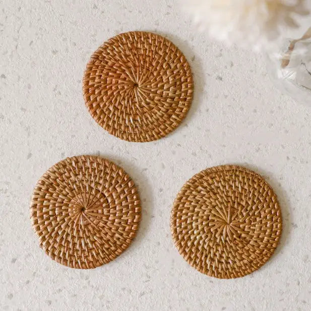 Round Rattan Coaster