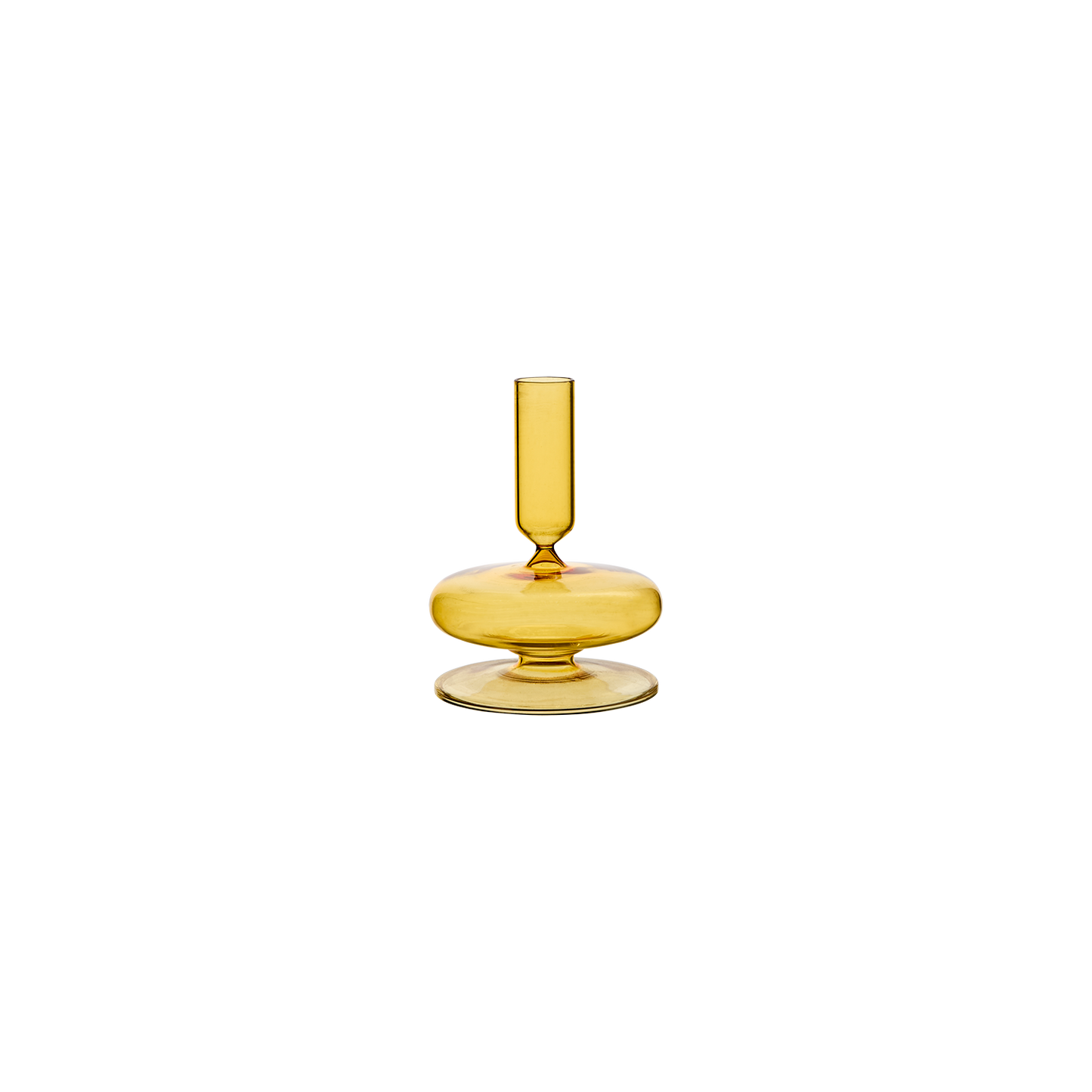 Mouth-blown glass candle holder, Yellow