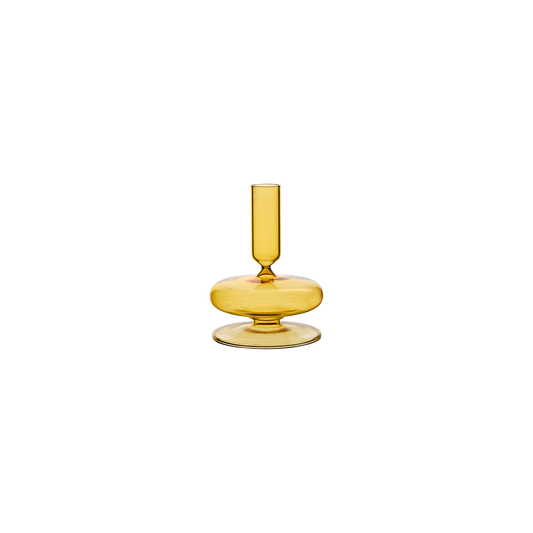 Mouth-blown glass candle holder, Yellow