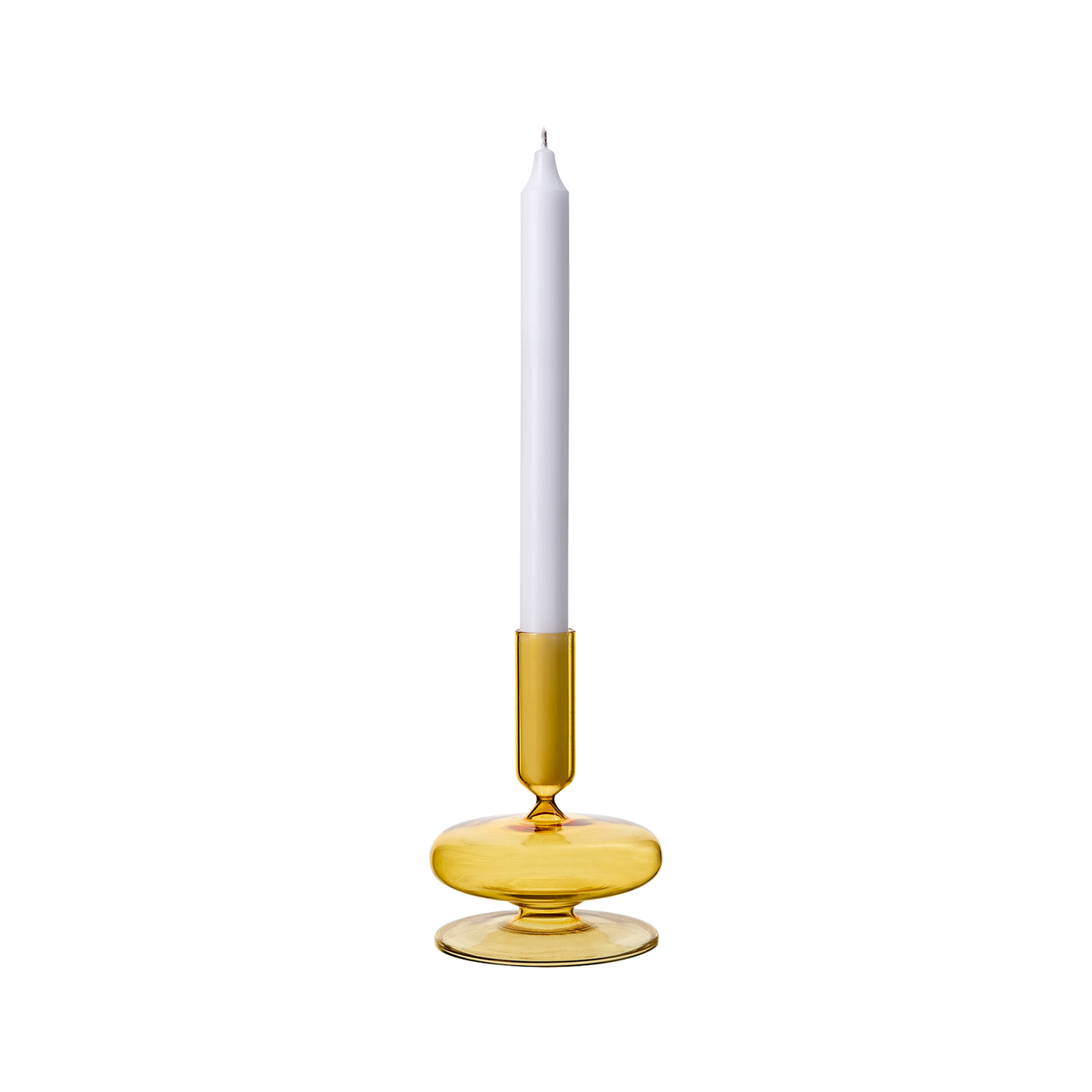 Mouth-blown glass candle holder, Yellow