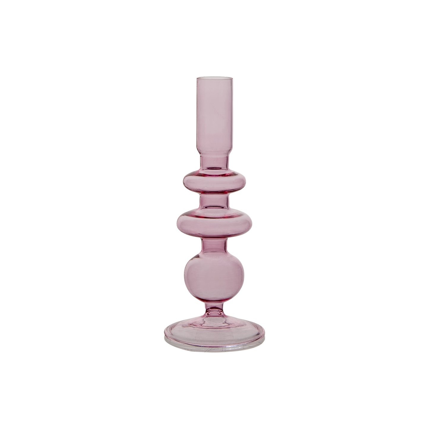 Mouth-blown glass candle holder, Pink