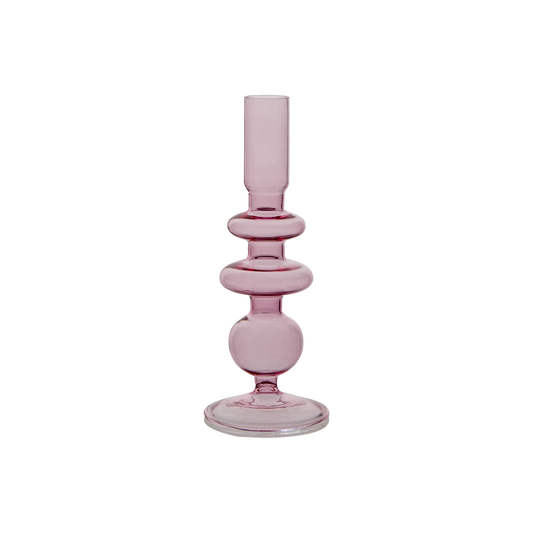 Mouth-blown glass candle holder, Pink