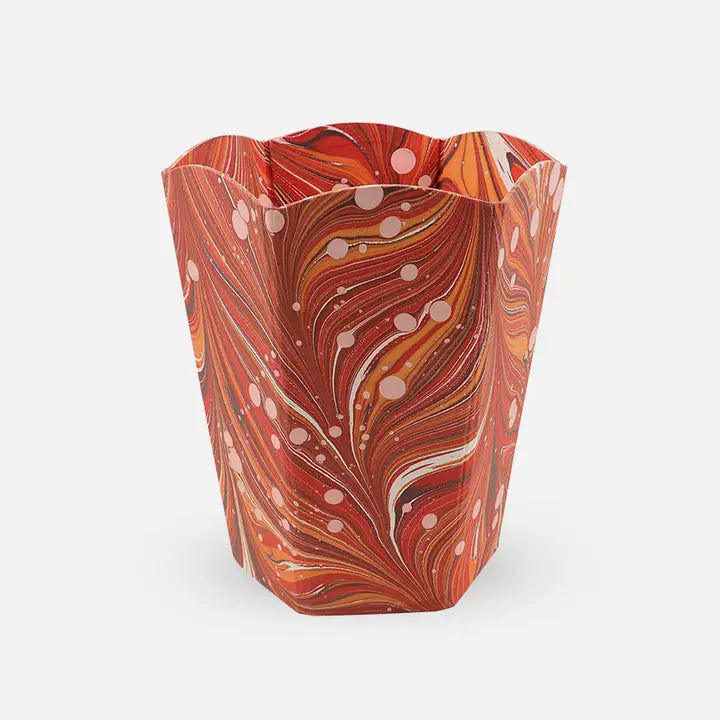 Craftboat Marbled Scalloped Basket 'Fire Whirl Red'