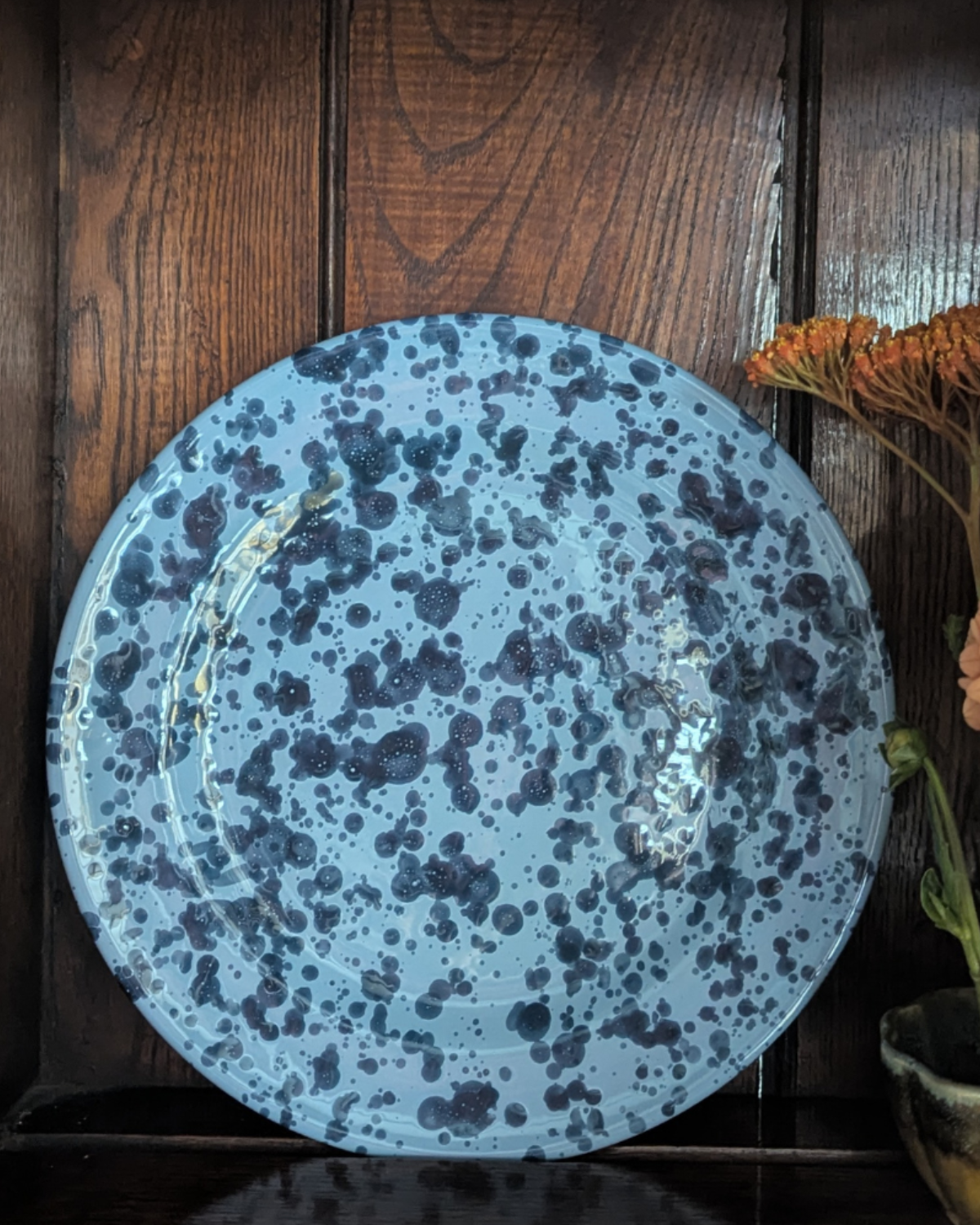 Almanac Splatter Dinner Plate, sky/azure
