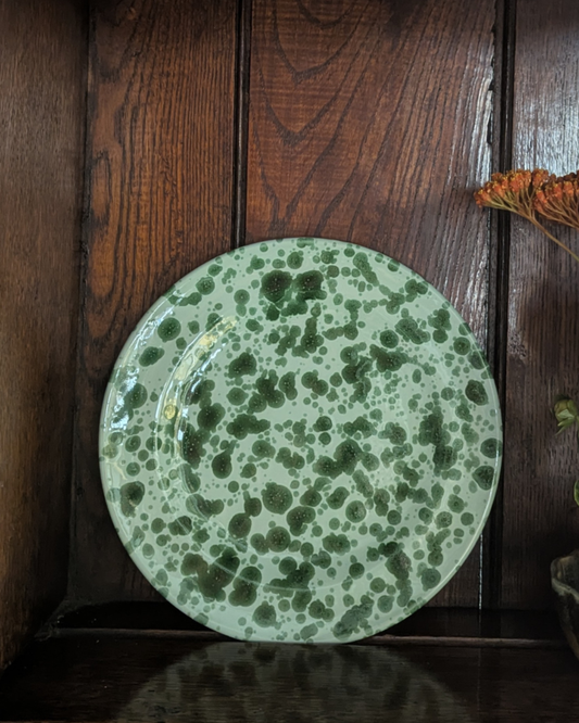 Almanac Splatter Side Plate, mint/emerald