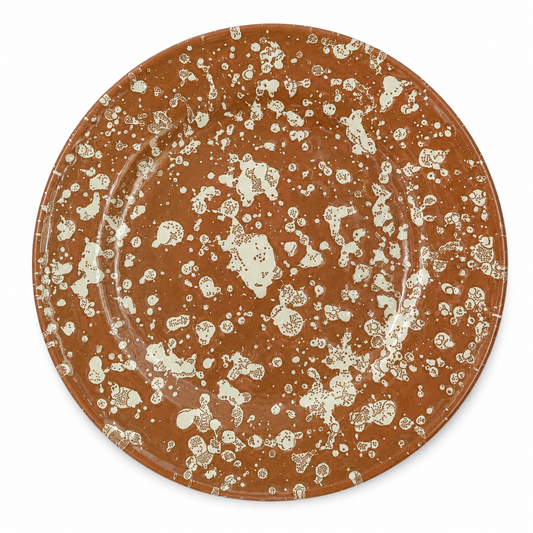 Almanac Splatter Side Plate, brown/white
