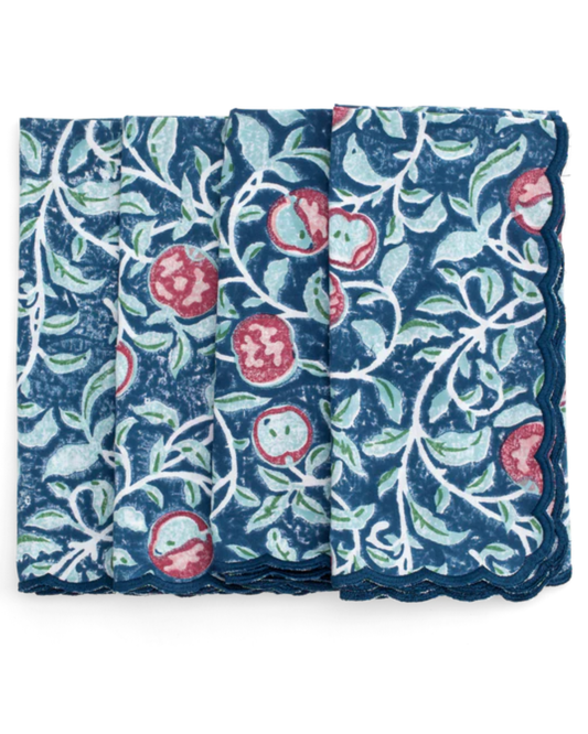 Napkins with Apple print in Blue by Chamois