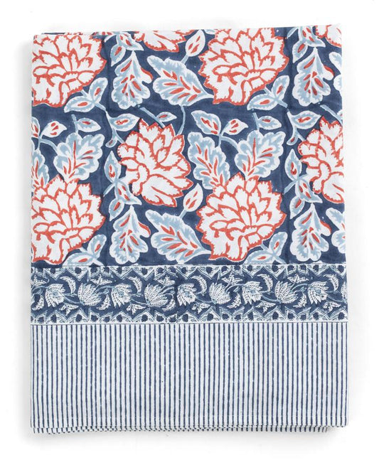 Tablecloth with Dahlia print in Blue & Red by Chamois