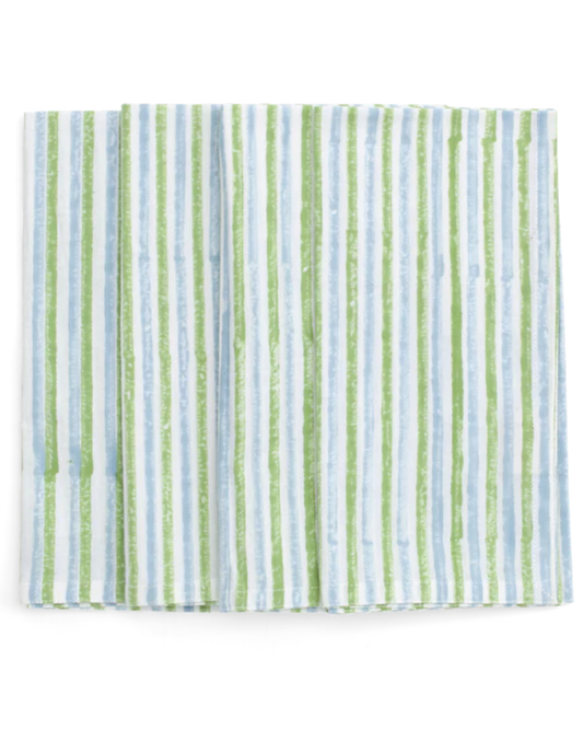 Napkins with Stripe Multi in Green & Blue by Chamois