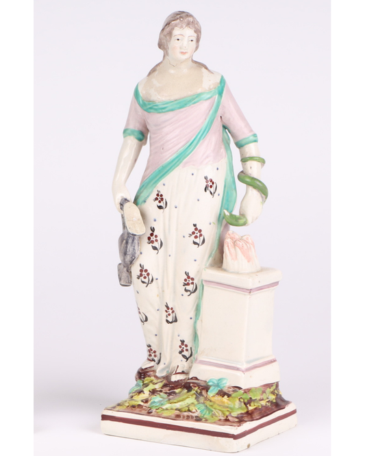 A Neo-Classical Pearlware Ceramic Figurine Of The Goddess Hygeia, circa 1800