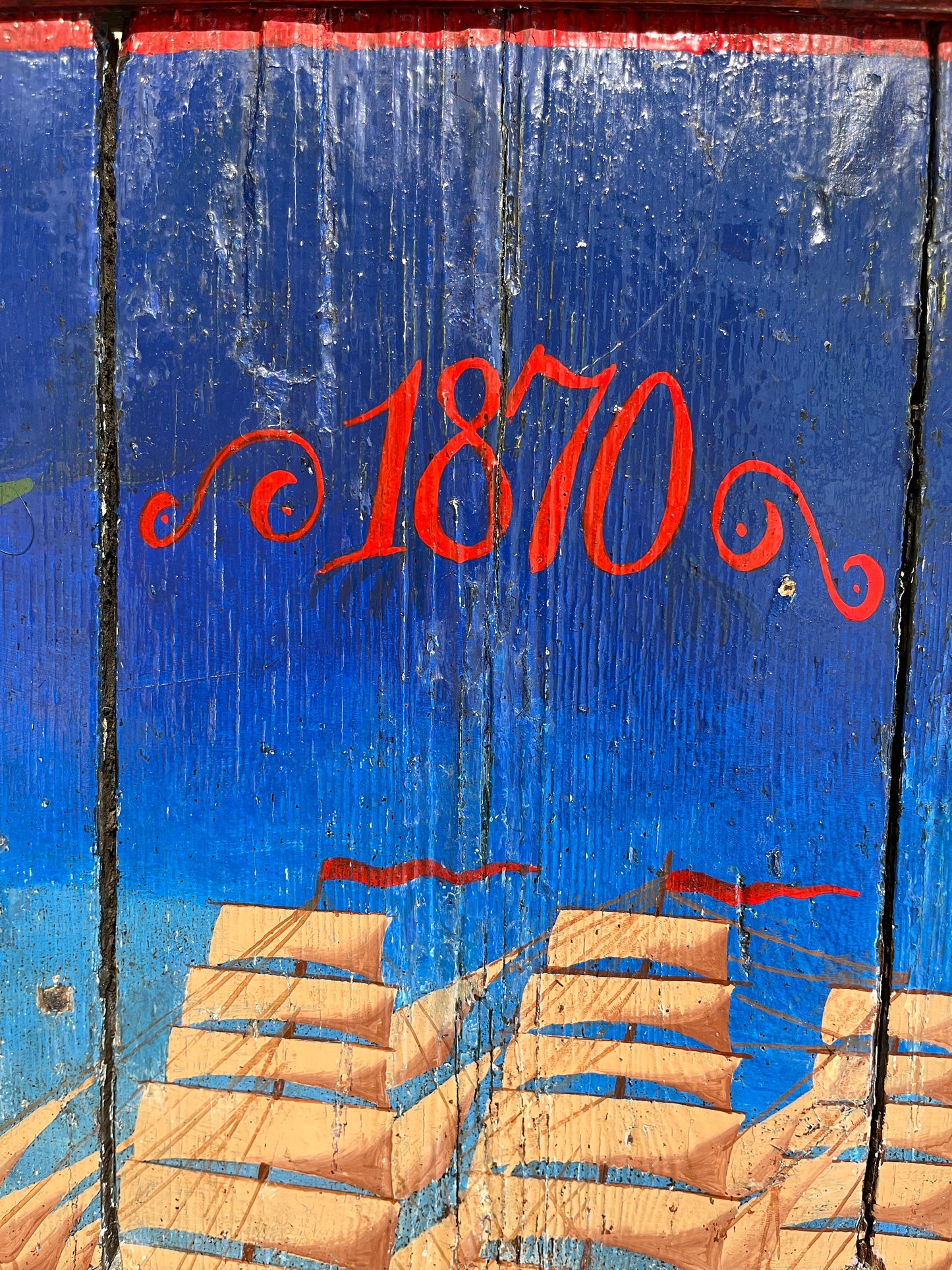 Folk Art "Nantucket 1870" Painted Wood Ship Sign