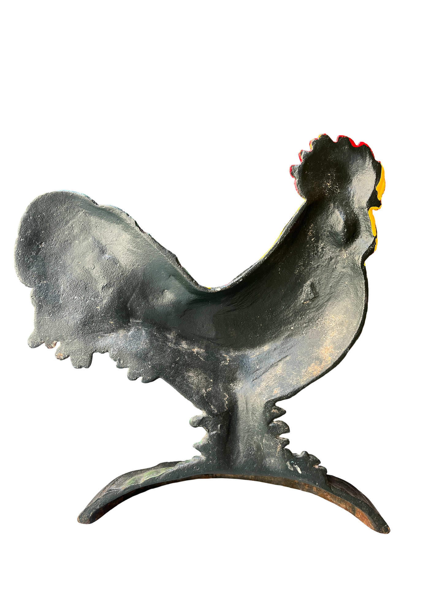 Fermaporta vintage a forma di gallo in ghisa