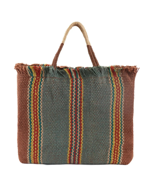 Jute Fringed Shopping Bag brown/grey
