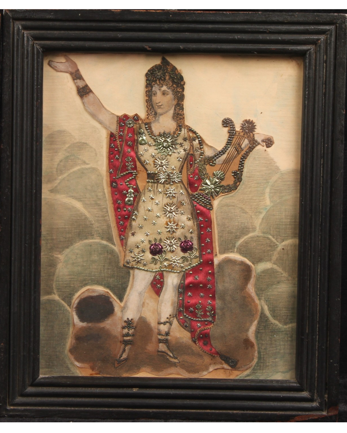 Victorian Tinsel Print, Madame Vestris as Apollo, circa 1830