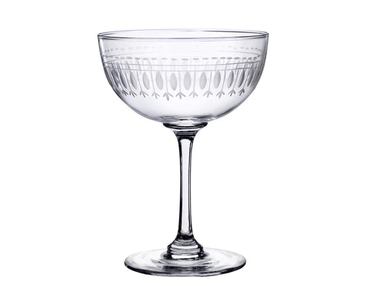The Vintage List Crystal Champagne Saucers with Ovals Design