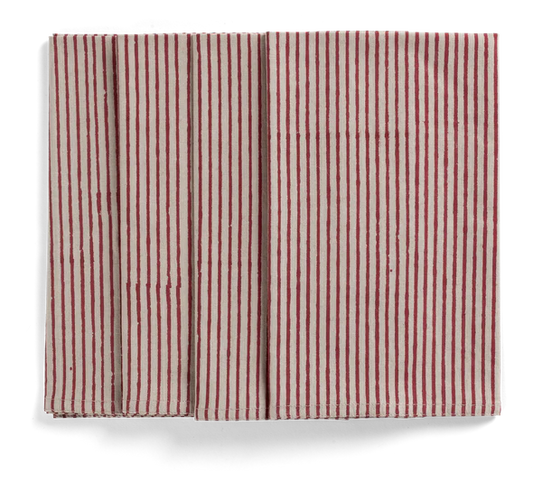 Stripe Napkins in Red on natural base by Chamois