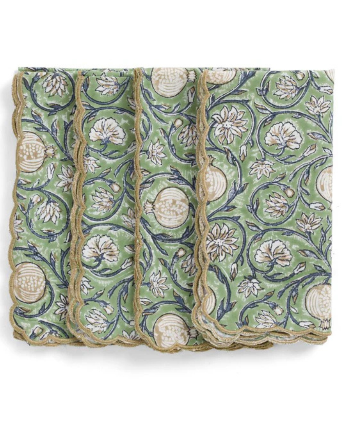 Napkins with Tangier Pomegranate print in Green by Chamois
