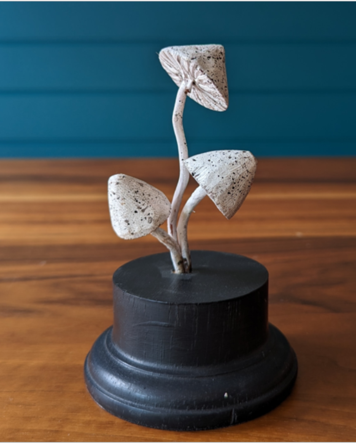An antique botanical model of a mushroom