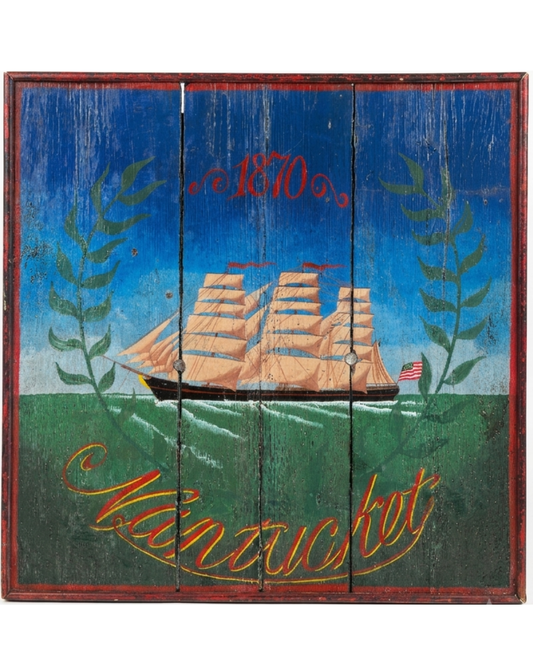 Folk Art "Nantucket 1870" Painted Wood Ship Sign