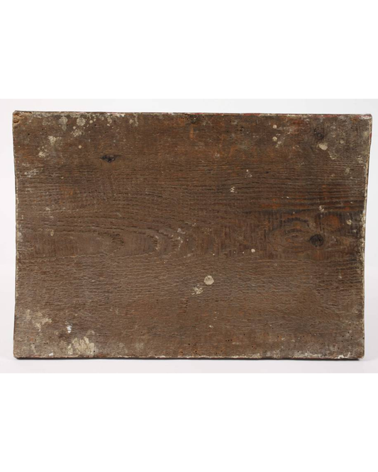 Pannello in legno e gesso decorato in stile 'Bauernmalerei' (pittura popolare tedesca) con motivi floreali, XIX secolo.