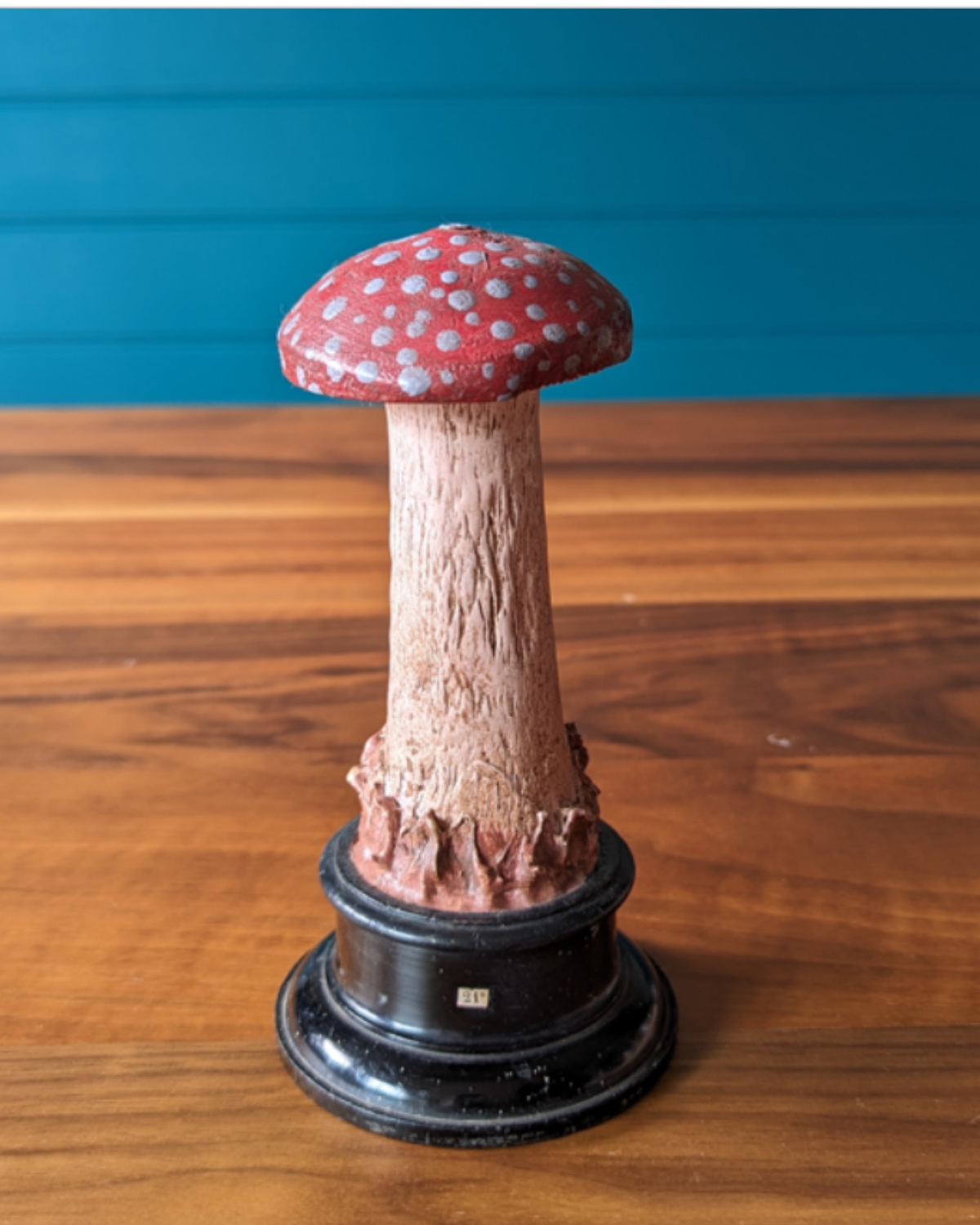 An antique botanical model of a mushroom