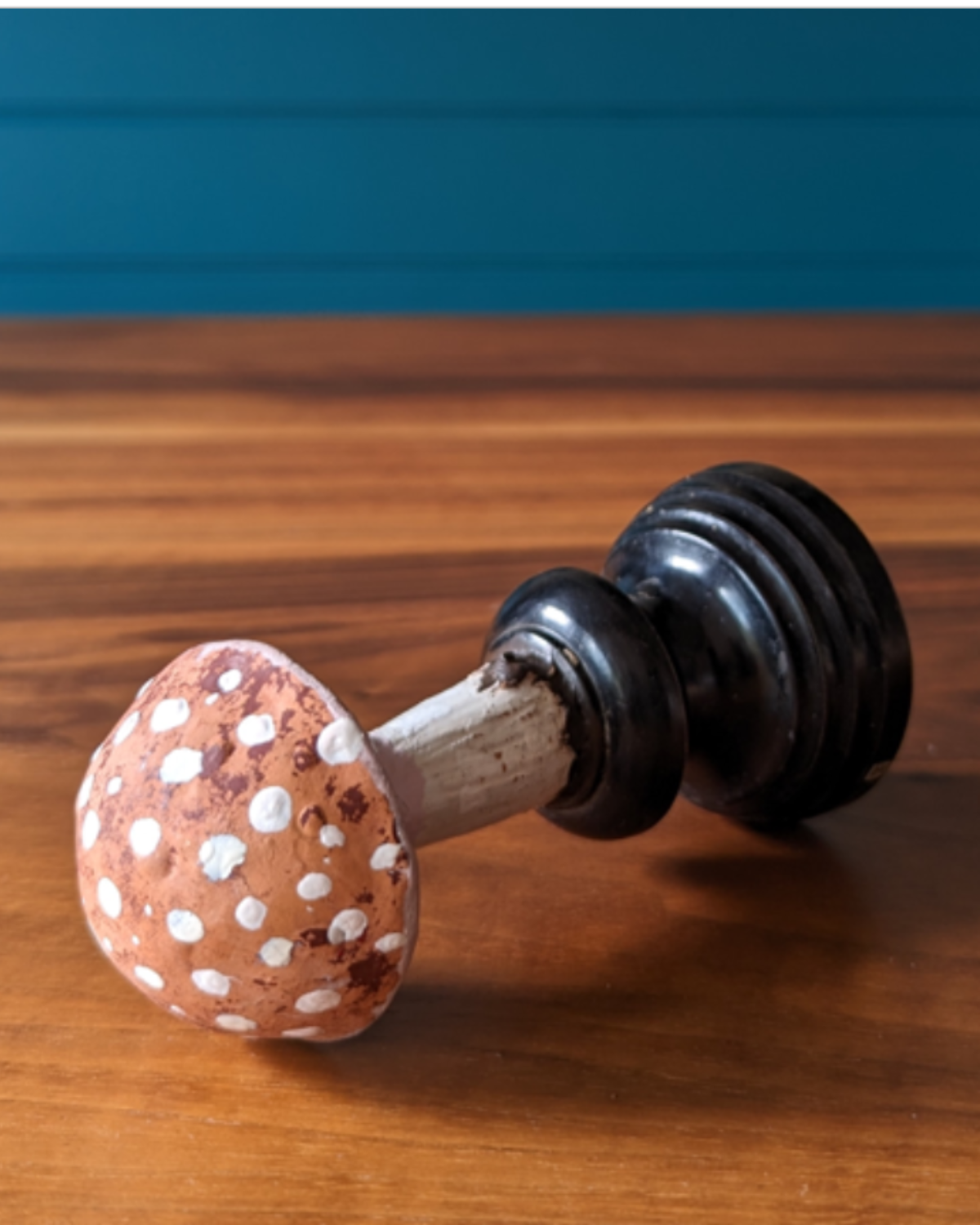 An antique botanical model of a mushroom