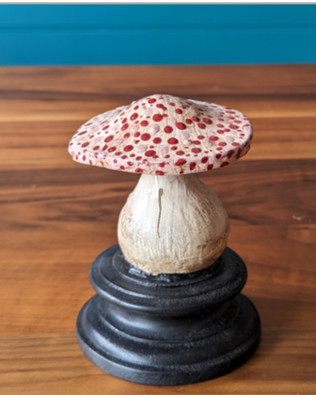 An antique botanical model of a mushroom
