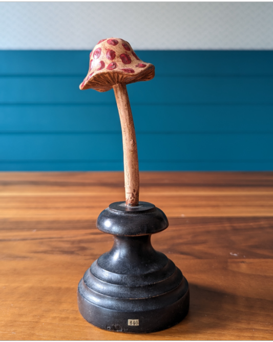 An antique botanical model of a mushroom