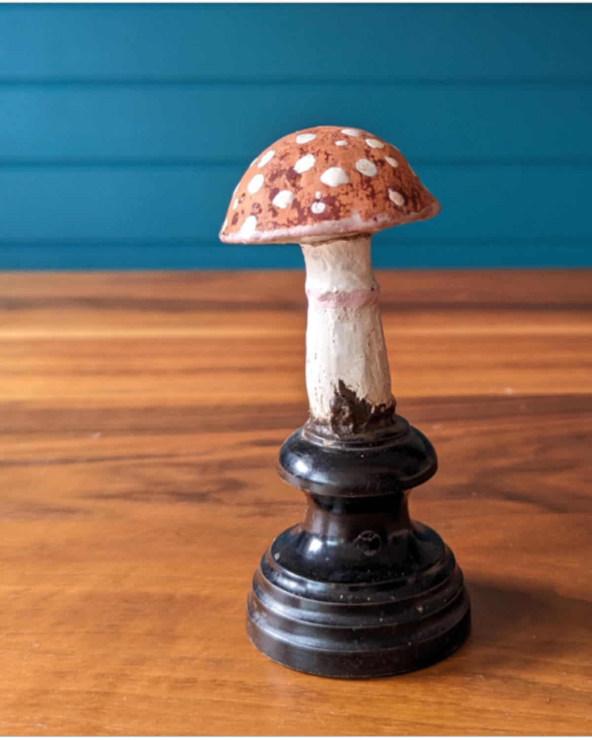 An antique botanical model of a mushroom