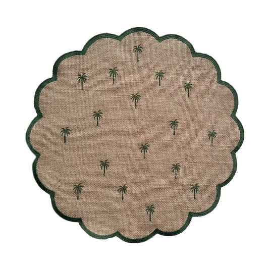 Palm Tree Embroidered Burlap Placemat