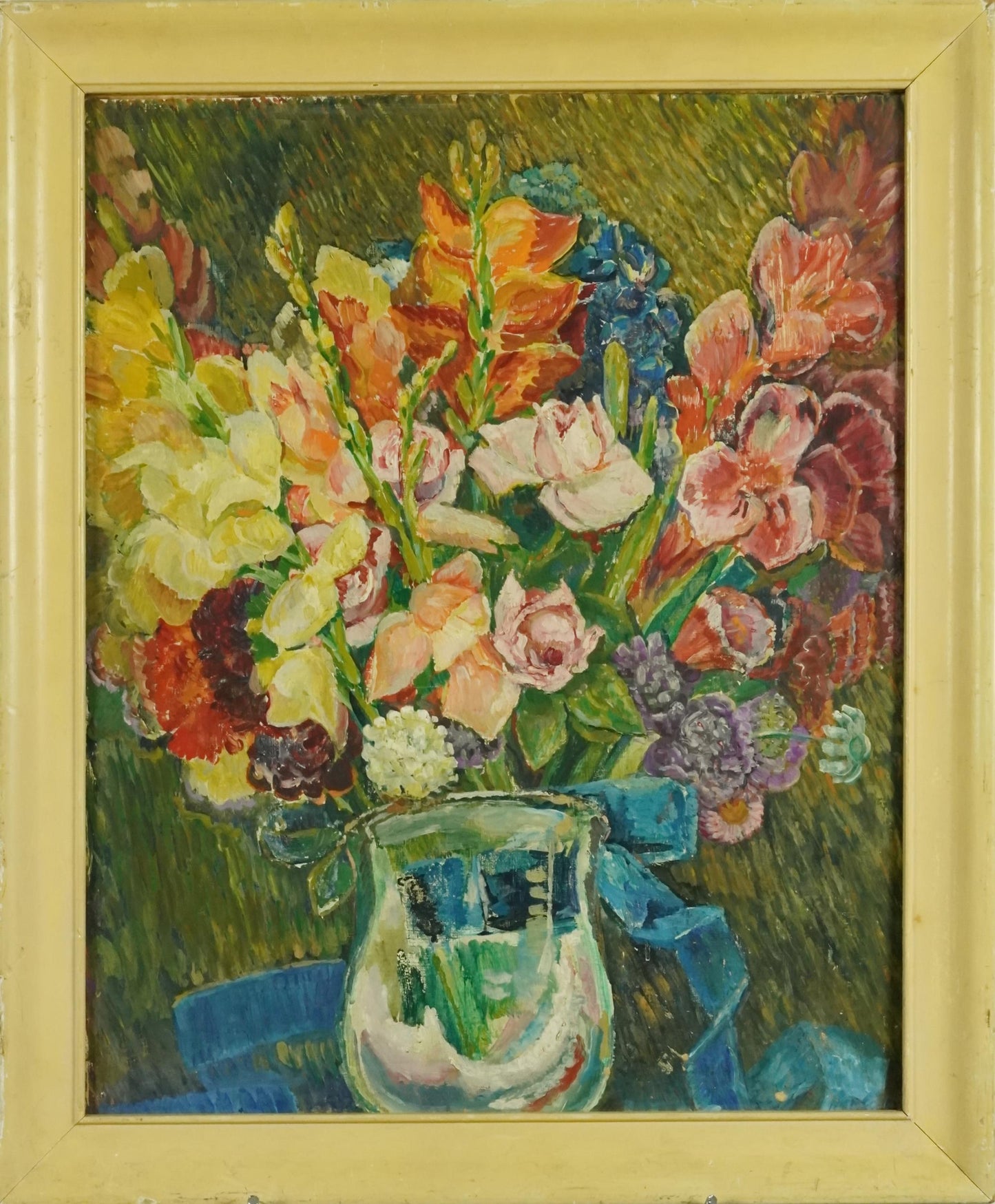 'Vase with flowers', British School, oil on board