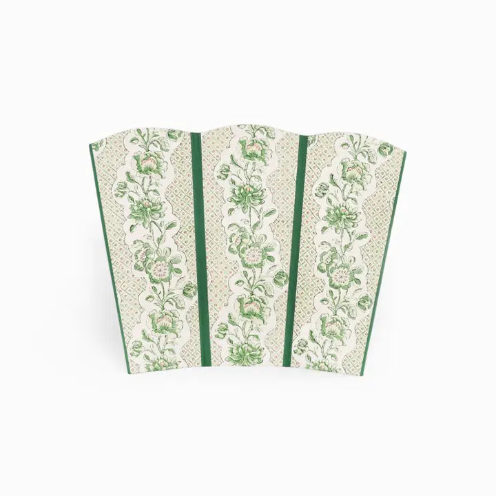 Cesto smerlato di Craftboat stampato a blocchi "Trellis verde fiorito"