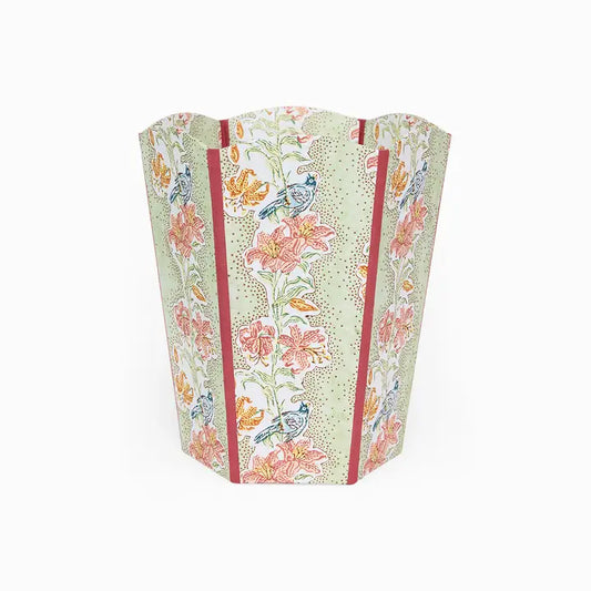 Craftboat Block-Printed Scalloped Basket 'Mint Meher'