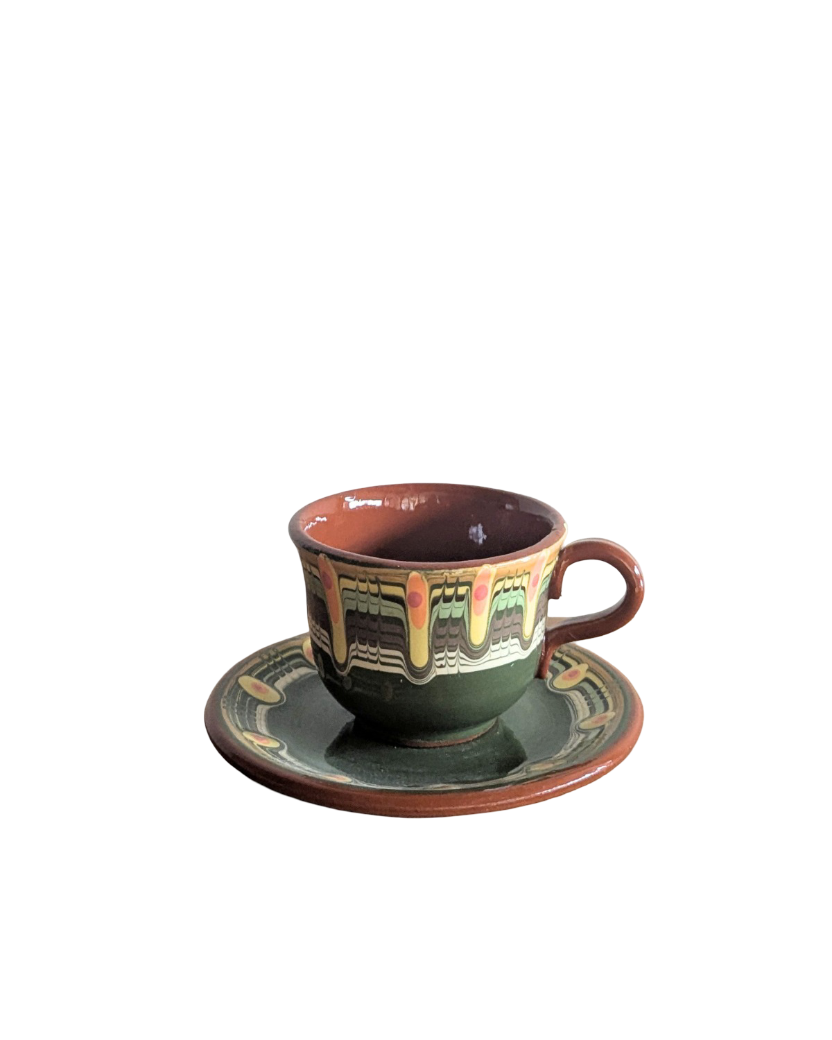 Tazzina da espresso in ceramica Troyan con piattino - vari colori